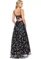 Women's Sleeveless Printed Chiffon Gown