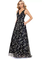 Women's Sleeveless Printed Chiffon Gown