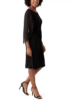 Women's Solid Dress with Chiffon Sleeves