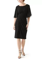 Women's Short Sleeve Crew Neck Solid Sheath Dress