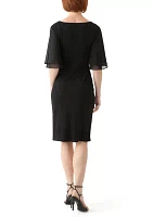 Women's Short Sleeve Crew Neck Solid Sheath Dress