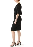 Women's Short Sleeve Crew Neck Solid Sheath Dress