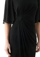 Women's Short Sleeve Crew Neck Solid Sheath Dress