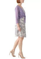 Women's 3/4 Sleeve Crew Neck Floral Print Jacket Dress