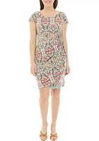 Women's Side Knot Medallion Print Sheath Dress