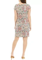 Women's Side Knot Medallion Print Sheath Dress