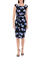 Women's Cap Sleeve Floral Print Sheath Dress