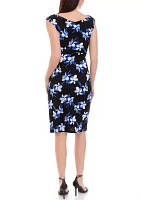 Women's Cap Sleeve Floral Print Sheath Dress