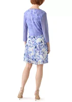 Women's 3/4 Sleeve Crew Neck Floral Print Jacket Dress