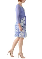 Women's 3/4 Sleeve Crew Neck Floral Print Jacket Dress