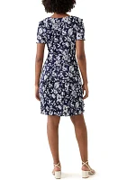 Women's Short Sleeve V-Neck Floral Print A-Line Dress