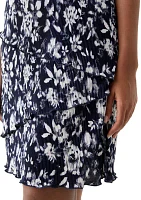 Women's Short Sleeve V-Neck Floral Print A-Line Dress