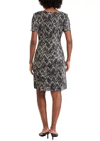 Women's Short Sleeve V-Neck Triangle Print Bodre A-Line Dress