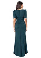 Women's Short Sleeve Solid Side Ruch Gown