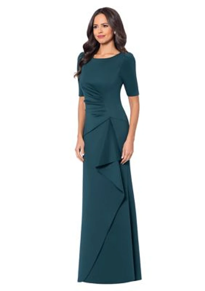 Women's Short Sleeve Solid Side Ruch Gown