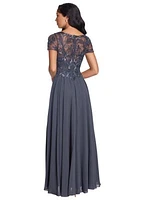 Women's Beaded Detail Bodice Fit and Flare Gown