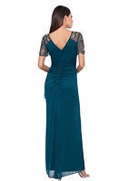 Women's V-Neck Beaded Slim Gown