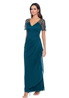 Women's V-Neck Beaded Slim Gown