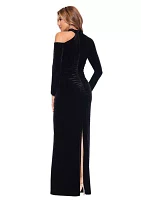 Women's Long Velvet Cold Shoulder Gown