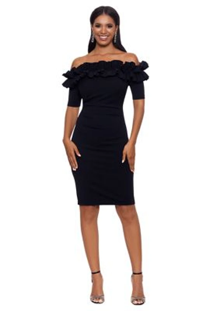 Women's Off the Shoulder Ruffle Sheath Dress