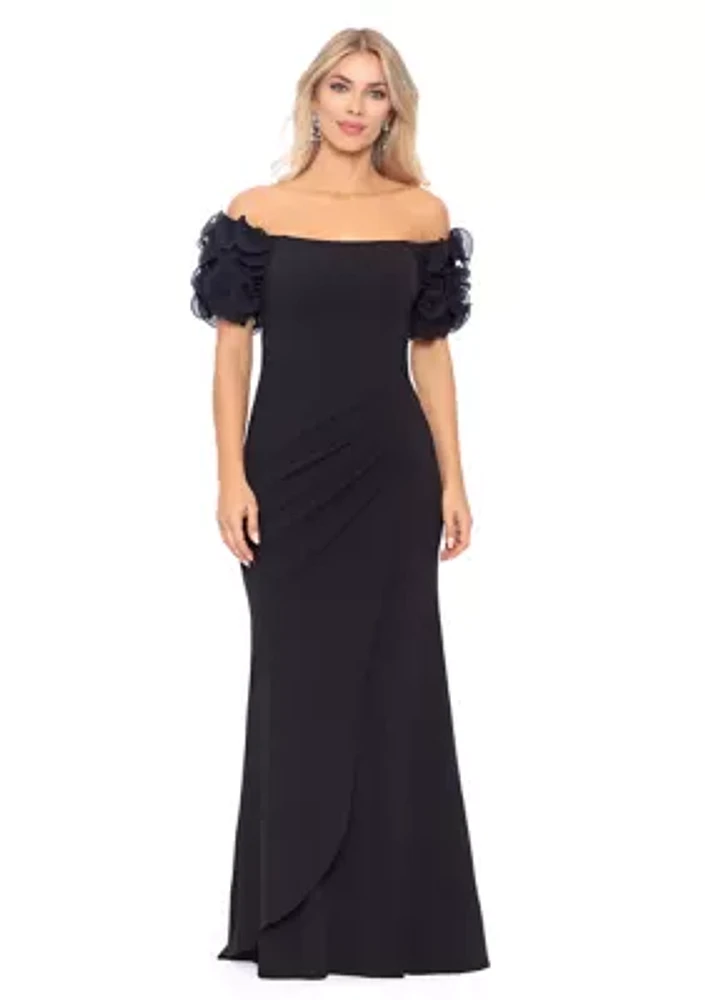 Women's Solid Ruffle Gown