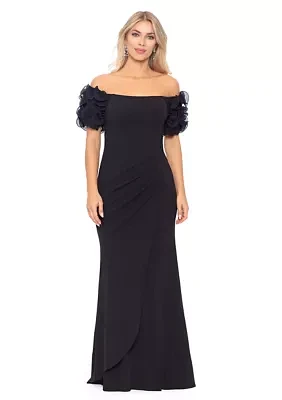 Women's Solid Ruffle Gown