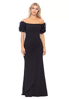 Women's Solid Ruffle Gown