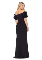 Women's Solid Ruffle Gown