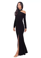 Women's Long Sleeve Asymmetrical High Neck Gown