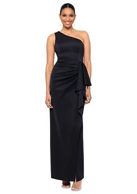 Women's Long Scuba One Shoulder Ruffle Slim Gown