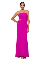 Women's Strapless Solid Side Ruch Slim Gown