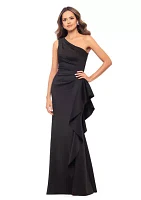 Women's One Shoulder Side Ruffle Gown