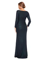 Women's Solid Side Wrap Ruched Gown