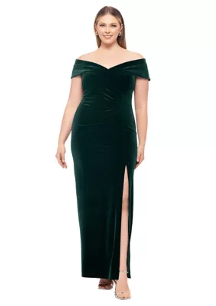 Women's Long Off the Shoulder Velvet Gown