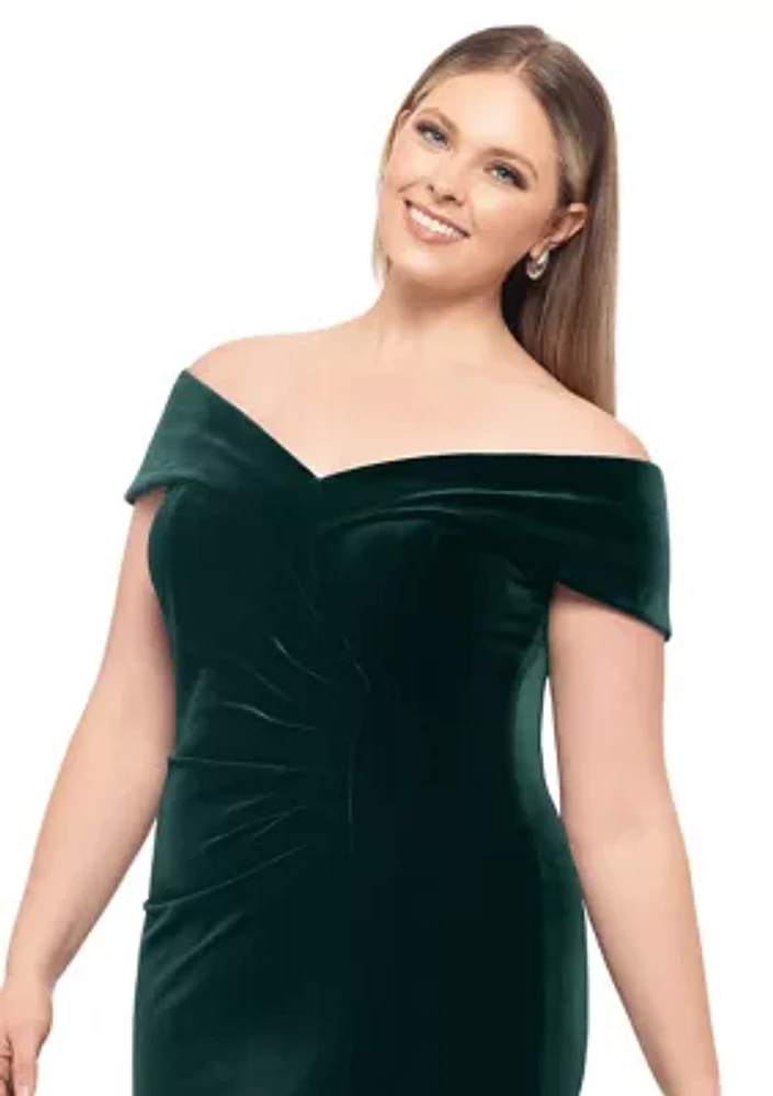 Women's Long Off the Shoulder Velvet Gown