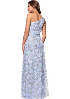 Women's Sleeveless Asymmetrical Floral Print Gown