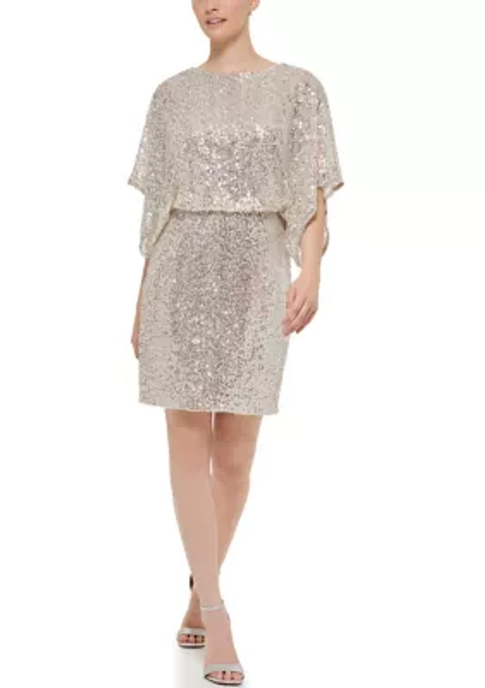 Women's 3/4 Dolman Sleeve Sequin Dress