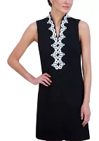 Women's Sleeveless V-Neck Solid Sheath Dress