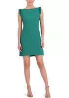 Women's Ruffle Solid Shift Dress