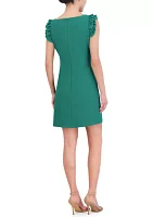 Women's Ruffle Solid Shift Dress