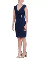 Women's Portrait Collar Sleeveless Embellished Sheath Scuba Dress