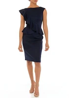 Women's Boat Neck Scuba Peplum Dress