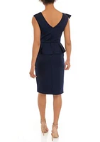 Women's Boat Neck Scuba Peplum Dress