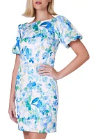 Women's Floral Printed Scuba Sheath Dress