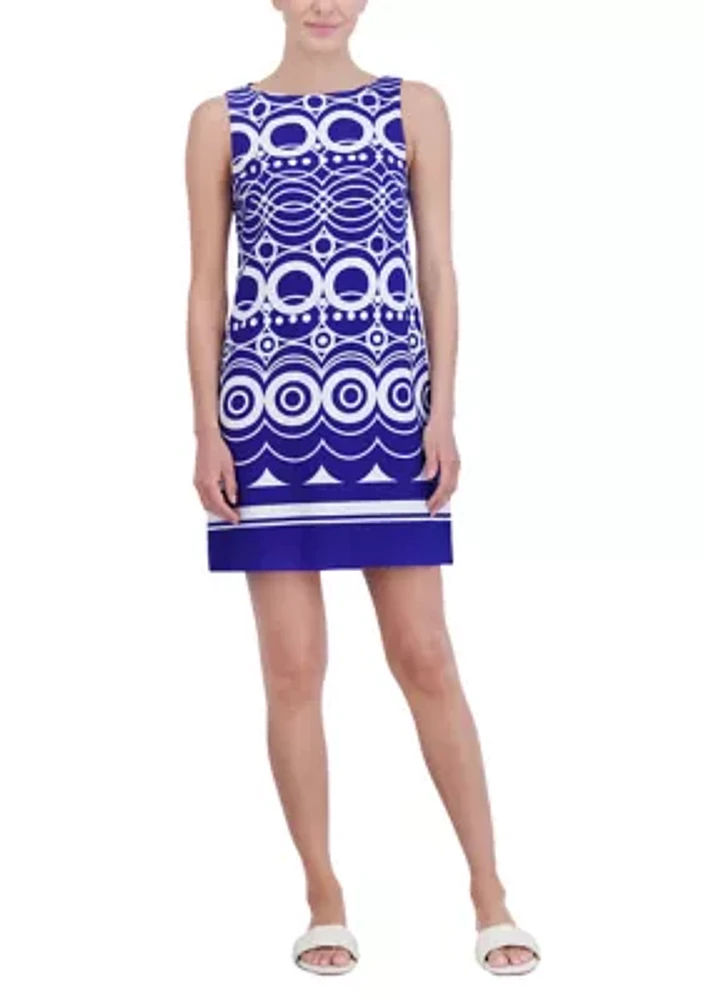 Women's Sleeveless Circle Print Sheath Dress