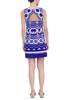 Women's Sleeveless Circle Print Sheath Dress