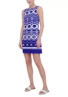 Women's Sleeveless Circle Print Sheath Dress