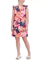 Women's Floral Printed Flutter Sleeve Dress