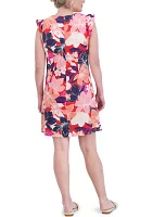 Women's Floral Printed Flutter Sleeve Dress