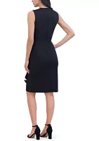 Women's Sleeveless V-Neck Ruffle Sheath Dress